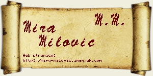 Mira Milović vizit kartica
